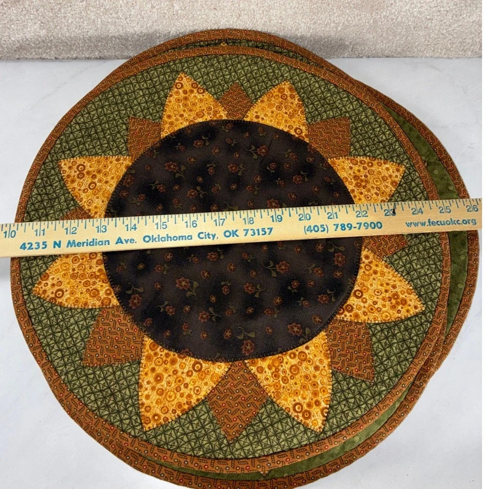 Vintage Sunflower Quilted Wall Decor - Patchwork Floral Rustic Boho Cottagecore